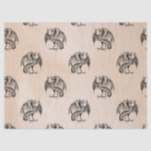 Schwarze Drachen auf Tan-Dekoupage Seidenpapier (Vorderseite)