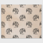 Schwarze Drachen auf Tan Geschenkpapier (Flach)