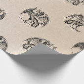 Schwarze Drachen auf Tan Geschenkpapier (Ecke)
