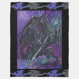 Schwarze Drachen Drache-Königin-König-Dame blaue Fleecedecke