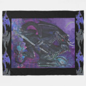 Schwarze Drachen Drache-Königin-König-Dame blaues Fleecedecke (Vorderseite (Horizontal))