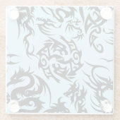 Schwarze Drachen Muster Kontur.b L Blue BG Glasuntersetzer (Rückseite)