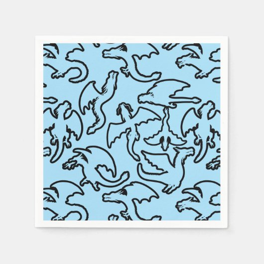Schwarze Drachen Muster Kontur.b L Blue BG Serviette (Vorderseite)