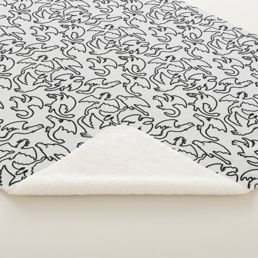 Schwarze Drachen Muster Kontur.b L Gray BG Sherpadecke (3/4)