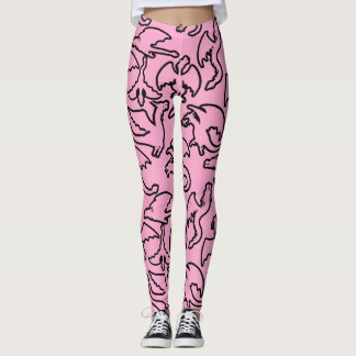 Schwarze Drachen Muster Kontur.b L rosa BG Leggings
