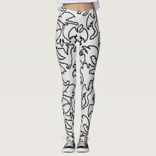 Schwarze Drachen Musterumriss.b L Grauer Hintergru Leggings