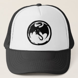 Schwarze Drachen-Trucker-Mütze Truckerkappe