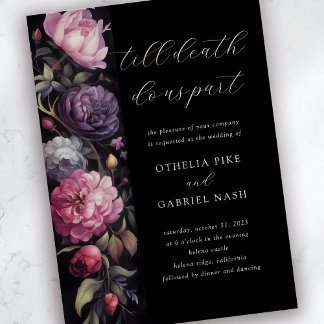 Schwarze dramatische melancholische florale gotisc einladung