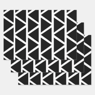 Schwarze Dreiecke Geschenkpapier Set