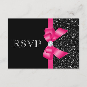 Schwarze Drucksequins und heißes Rosa-Bogen UAWG RSVP Karte