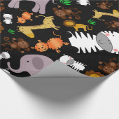 Schwarze Dschungelsafaritiere Geschenkpapier (Ecke)