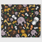 Schwarze Dschungelsafaritiere Geschenkpapier (Flach)