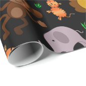 Schwarze Dschungelsafaritiere Geschenkpapier (Rolleneckpunkt)