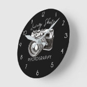 Schwarze DSLR-Kamera Fotografie Runde Wanduhr (Winkel)