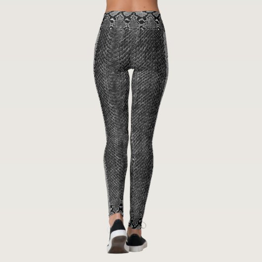 Schwarze dunkelgraue Pythonschlange Snakeskin Leggings (Rückseite)