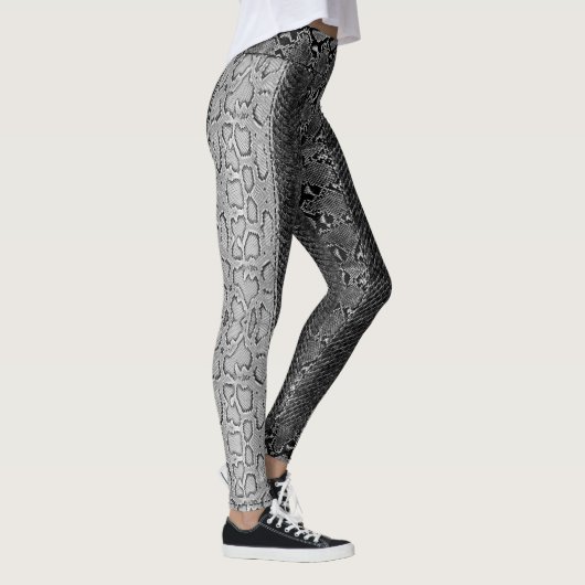 Schwarze dunkelgraue Pythonschlange Snakeskin Leggings (Rechts)
