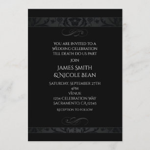 Schwarze dunkle Eleganz Hochzeitsfeier Einladung