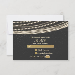 Schwarze dunkle Nacht Himmel & Lichterkette RSVP-K RSVP Karte