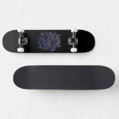 Schwarze dunkle Rose Blume Skateboard (Horizontal)