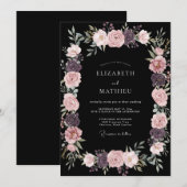 Schwarze düstere Mitternachts-Hochzeit Einladung (Vorne/Hinten)