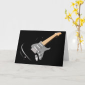 Schwarze E-Gitarren-Gruß-Karten Karte (Gelbe Blume)
