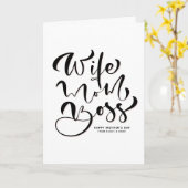 Schwarze Ehefrau Mama Boss Kalligrafie Muttertag Karte (Gelbe Blume)
