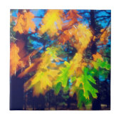 Schwarze Eiche-Blätter, die im Wind wehen Fliese (Vorderseite)