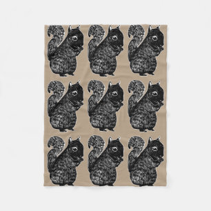 Schwarze Eichhörnchen-Fleece-Decke Fleecedecke