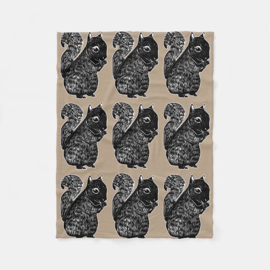 Schwarze Eichhörnchen-Fleece-Decke Fleecedecke (Vorderseite)