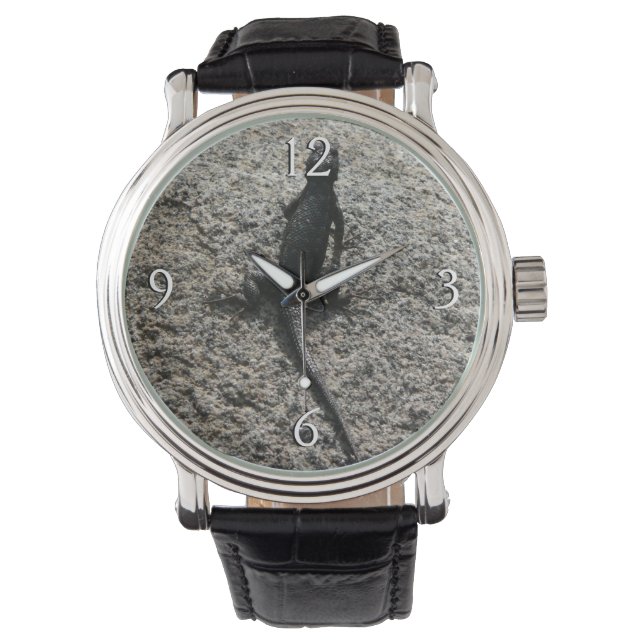 Schwarze Eidechse Armbanduhr (Vorderseite)