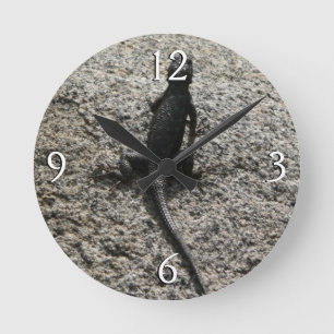 Schwarze Eidechse Runde Wanduhr