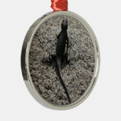 Schwarze Eidechse Silbernes Ornament (Rechts)