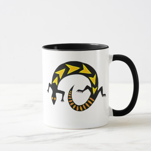 Schwarze Eidechsen-Wecker-Keramik-Tasse Tasse (Rechts)
