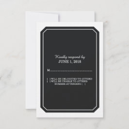 Schwarze, einfach elegante Antwortkarte RSVP Karte