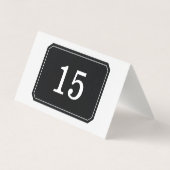 Schwarze, einfach elegante, geklappte Tischkarte (Rückseite)