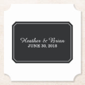 Schwarze, einfach Elegante Hochzeit Untersetzer (Vorderseite)