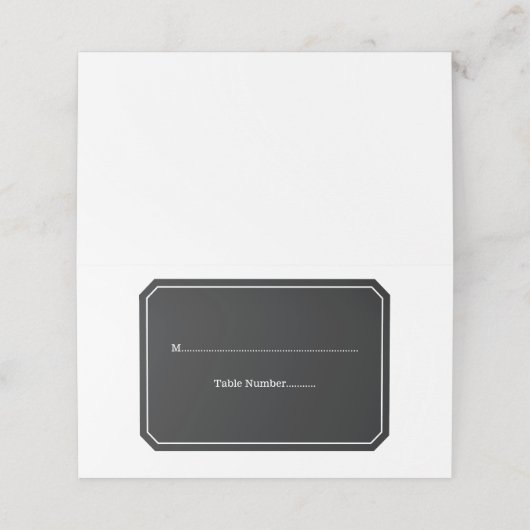 Schwarze, einfach elegante Platzkarten (Außenseite Aufgefaltet)