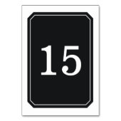 Schwarze, einfach elegante Tischkarte Tischnummer (Rückseite)