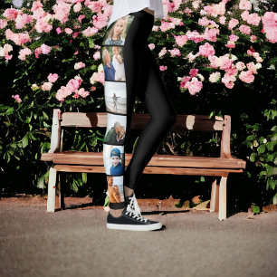 Schwarze, einfache 12-Foto-Collage Leggings