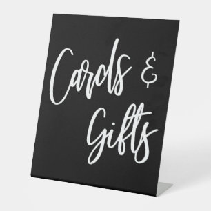 Schwarze einfache Casual Handschrift Karten & Gesc Sockelschild