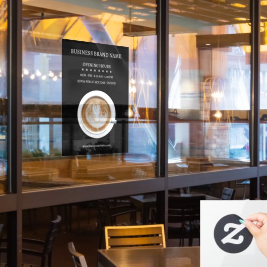 Schwarze einfache Kaffeetasse Geschäft Öffnungszei Fensteraufkleber (Restaurantfenster)