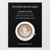 Schwarze einfache Kaffeetasse Geschäft Öffnungszei Fensteraufkleber (Blatt)