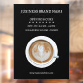 Schwarze einfache Kaffeetasse Geschäft Öffnungszei Fensteraufkleber (Blatt 2)