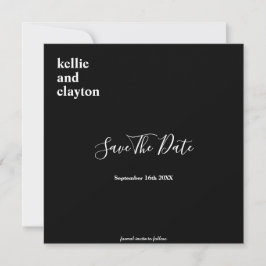 Schwarze, einfache moderne Hochzeiten sichern das Save The Date