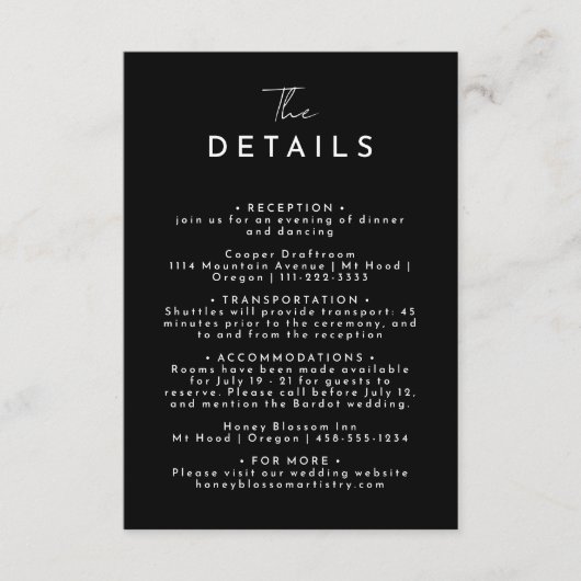 Schwarze, einfache, moderne Skripteindrücke Begleitkarte (Vorderseite)