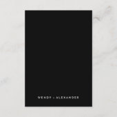 Schwarze, einfache, moderne Skripteindrücke Begleitkarte (Rückseite)