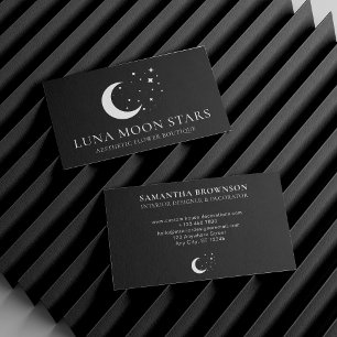 Schwarze einfache Standard-Basis Mond Luna Sterne Visitenkarte