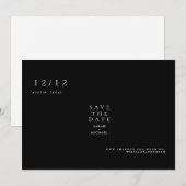 Schwarze einfache Text-only-Hochzeit Save the Date (Vorne/Hinten)
