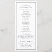 Schwarze einfache Typografie Formale Hochzeit Programm (Rückseite)