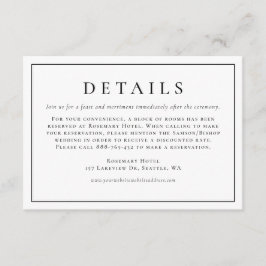 Schwarze einfache Typografie - formale Hochzeitdet Begleitkarte